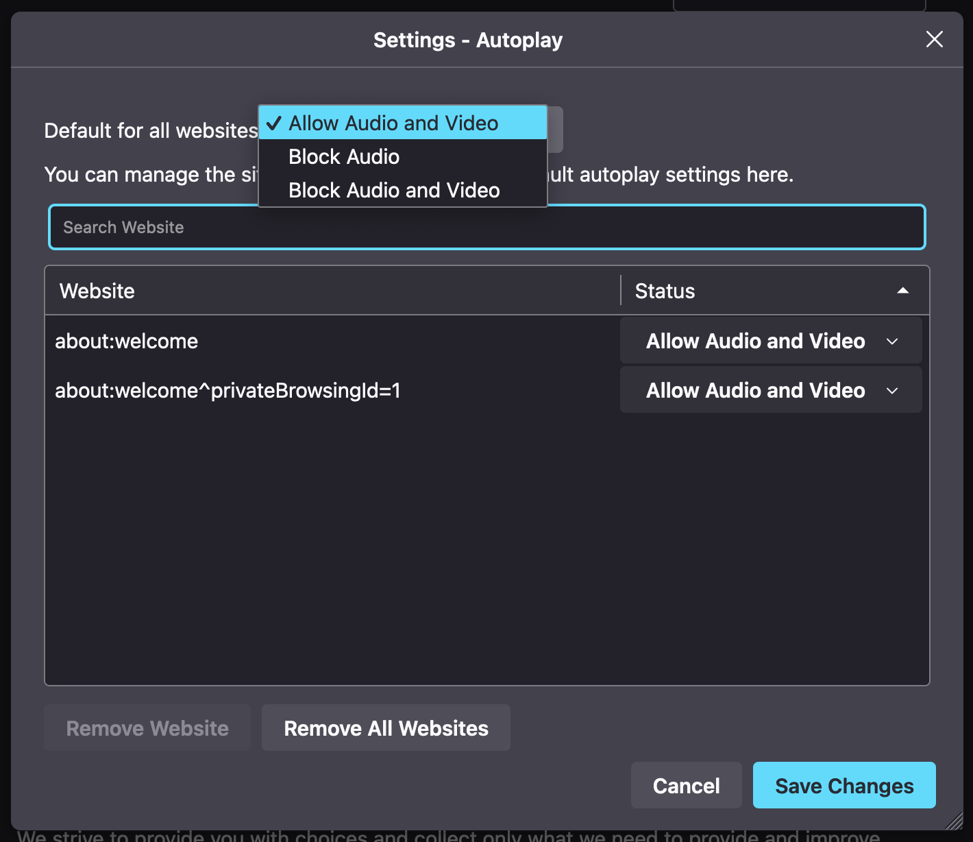 autoplay popup dropdown